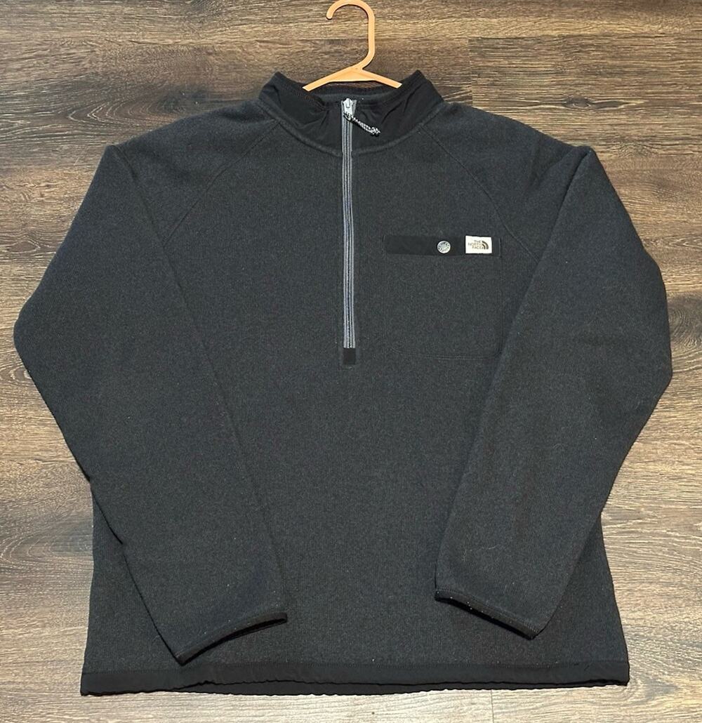 The North Face Men’s Knit Fleece Half Zip Pullover Jacket Sweater Sz M Black